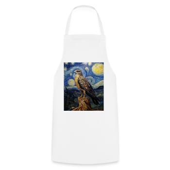 Falke Hawk Van Gogh Style Starry Night - Cooking Apron - white - Front - AI Model Male 185 dark (185cm)
