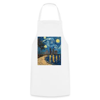 Miami Beach Florida Van Gogh Starry Night - Cooking Apron - white - Front - AI Model Male 185 dark (185cm)