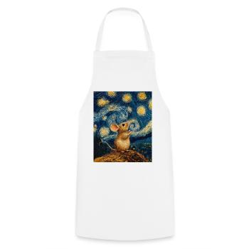 Souris mange du fromage Nuit étoilée à la Van Gogh - Tablier de cuisine - blanc - Devant - AI Model Male 185 dark (185cm)