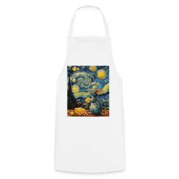 Souris mange du fromage Nuit étoilée à la Van Gogh - Tablier de cuisine - blanc - Devant - AI Model Male 185 dark (185cm)