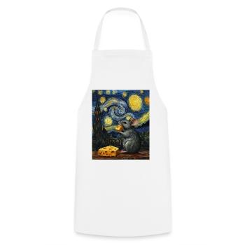 Souris mange du fromage Nuit étoilée à la Van Gogh - Tablier de cuisine - blanc - Devant - AI Model Male 185 dark (185cm)