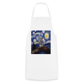 Souris mange du fromage Nuit étoilée à la Van Gogh - Tablier de cuisine - blanc - Devant - AI Model Male 185 dark (185cm)