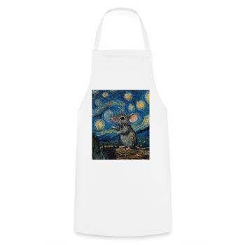Souris mange du fromage Nuit étoilée à la Van Gogh - Tablier de cuisine - blanc - Devant - AI Model Male 185 dark (185cm)