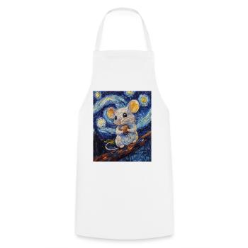 Souris mange du fromage Nuit étoilée à la Van Gogh - Tablier de cuisine - blanc - Devant - AI Model Male 185 dark (185cm)