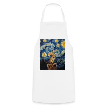 Souris mange du fromage Nuit étoilée à la Van Gogh - Tablier de cuisine - blanc - Devant - AI Model Male 185 dark (185cm)