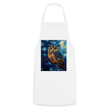 hibou oiseau style van gogh nuit étoilée - Tablier de cuisine - blanc - Devant - AI Model Male 185 dark (185cm)