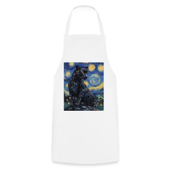 Panther Van Gogh Style Starry Night - Cooking Apron - white - Front - AI Model Male 185 dark (185cm)