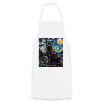 Panther Van Gogh Style Starry Night - Cooking Apron - white - Front - AI Model Male 185 dark (185cm)