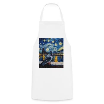 Colombe Oiseau Van Gogh Style Nuit étoilée - Tablier de cuisine - blanc - Devant - AI Model Male 185 dark (185cm)