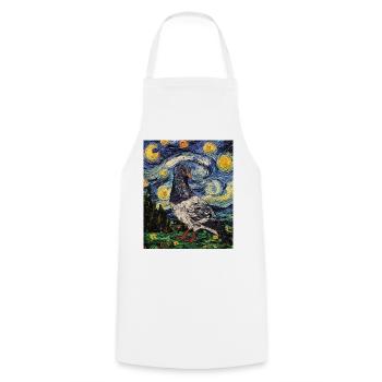 Colombe Oiseau Van Gogh Style Nuit étoilée - Tablier de cuisine - blanc - Devant - AI Model Male 185 dark (185cm)
