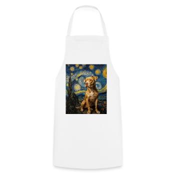 Pitbull chien chiens Van Gogh style nuit étoilée - Tablier de cuisine - blanc - Devant - AI Model Male 185 dark (185cm)
