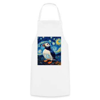 Papageientaucher Vogel Van Gogh Style Starry Night - Kochschürze - Weiß - Vorne - AI Model Male 185 dark (185cm)