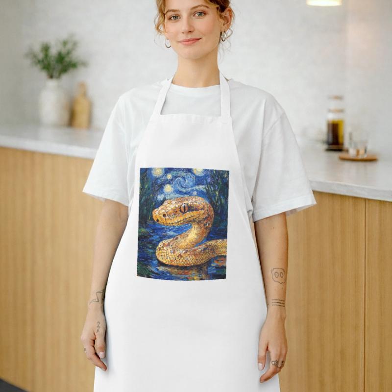 Serpent Python Style Van Gogh Nuit étoilée Tablier de cuisine