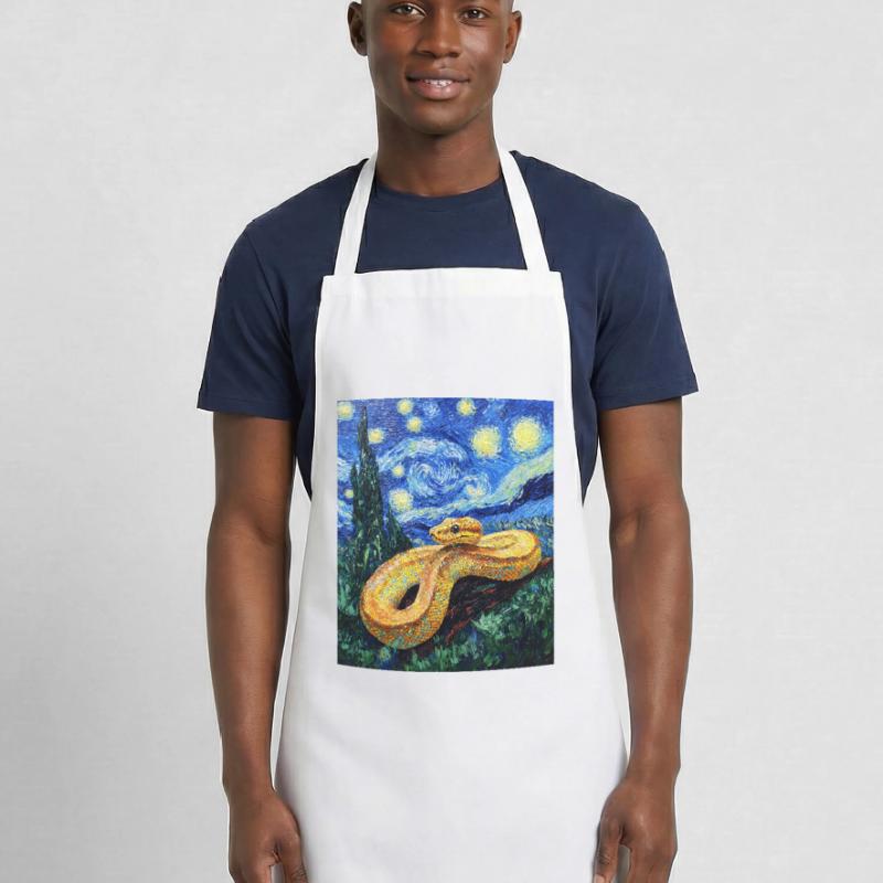 Serpent Python Style Van Gogh Nuit étoilée Tablier de cuisine