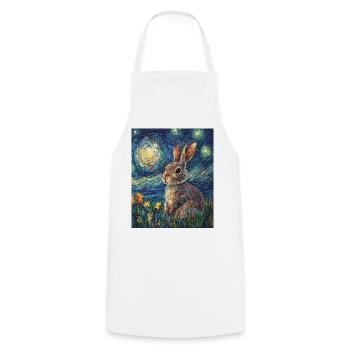 Lapin Lapin Lapin Van Gogh Style Nuit étoilée - Tablier de cuisine - blanc - Devant - AI Model Male 185 dark (185cm)