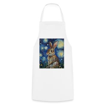 Lapin Lapin Lapin Van Gogh Style Nuit étoilée - Tablier de cuisine - blanc - Devant - AI Model Male 185 dark (185cm)