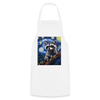 Waschbär Raccoon Van Gogh Style Starry Night - Cooking Apron - white - Front - AI Model Male 185 dark (185cm)