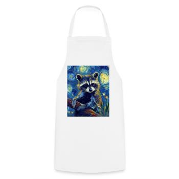 Waschbär Raccoon Van Gogh Style Starry Night - Cooking Apron - white - Front - AI Model Male 185 dark (185cm)