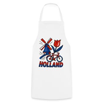 Holland windmill tulip bicycle - Cooking Apron - white - Front - AI Model Male 185 dark (185cm)