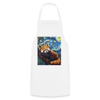 Red Panda Bear Van Gogh Style Starry Night - Cooking Apron - white - Front - AI Model Male 185 dark (185cm)