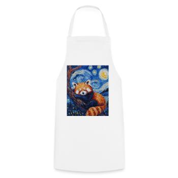 Red Panda Bear Van Gogh Style Starry Night - Cooking Apron - white - Front - AI Model Male 185 dark (185cm)