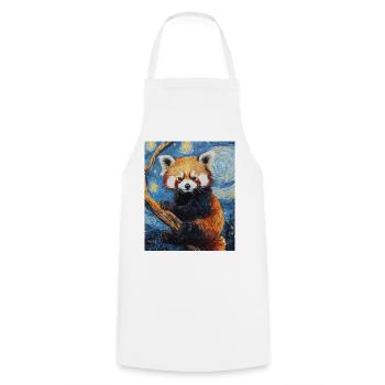 Red Panda Bear Van Gogh Style Starry Night - Cooking Apron - white - Front - AI Model Male 185 dark (185cm)