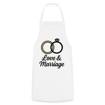 Alliances Amour et Mariage - Love & Marriage - Tablier de cuisine - blanc - Devant - AI Model Male 185 dark (185cm)