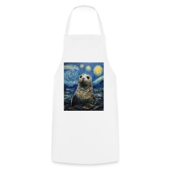 Robbe Van Gogh Style Starry Night - Cooking Apron - white - Front - AI Model Male 185 dark (185cm)