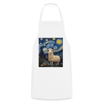 Sheep Van Gogh Style Starry Night - Cooking Apron - white - Front - AI Model Male 185 dark (185cm)