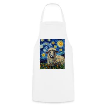 Sheep Van Gogh Style Starry Night - Cooking Apron - white - Front - AI Model Male 185 dark (185cm)