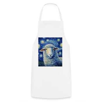 Sheep Van Gogh Style Starry Night - Cooking Apron - white - Front - AI Model Male 185 dark (185cm)