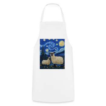 Sheep Van Gogh Style Starry Night - Cooking Apron - white - Front - AI Model Male 185 dark (185cm)