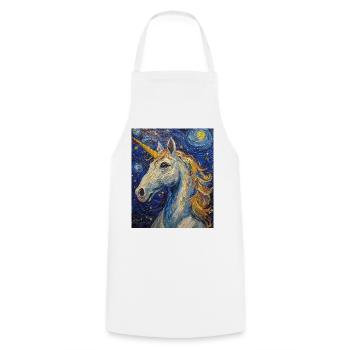 Einhorn Einhörner Unicorn Van Gogh Style - Cooking Apron - white - Front - AI Model Male 185 dark (185cm)