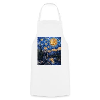 Wolf Van Gogh Style - Cooking Apron - white - Front - AI Model Male 185 dark (185cm)