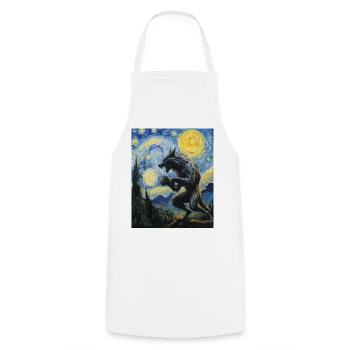Werewolf Wolf Van Gogh Style - Cooking Apron - white - Front - AI Model Male 185 dark (185cm)
