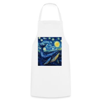 Whale Fish Blue Whale Van Gogh Style Starry Night - Cooking Apron - white - Front - AI Model Male 185 dark (185cm)