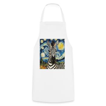 Zebra Van Gogh Style Starry Night - Cooking Apron - white - Front - AI Model Male 185 dark (185cm)