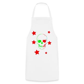 Prismatischer Schädel inmitten roter Sterne - Kochschürze - Weiß - Vorne - AI Model Male 185 dark (185cm)
