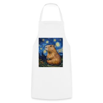 Capybara Van Gogh Style Starry Night - Cooking Apron - white - Front - AI Model Male 185 dark (185cm)