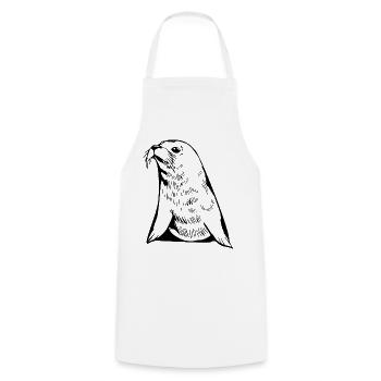 Seal Seal T-shirt Gift Northern Germany - Cooking Apron - white - Front - AI Model Male 185 dark (185cm)