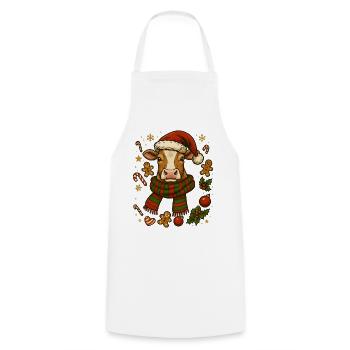 Kuh an Weihnachten - Kochschürze - Weiß - Vorne - AI Model Male 185 dark (185cm)