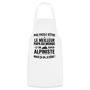 Heart + Mountaineering – Super Dad Mountaineer - Cooking Apron - white - Front - AI Model Male 185 dark (185cm)