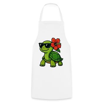 Tortue solaire avec hibiscus - Tablier de cuisine - blanc - Devant - AI Model Male 185 dark (185cm)