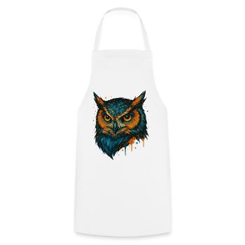 Colored Owl Head Splash Art - Cooking Apron - white - Front - AI Model Male 185 dark (185cm)