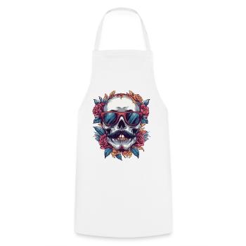 Tatouage du crâne squelette - Tablier de cuisine - blanc - Devant - AI Model Male 185 dark (185cm)