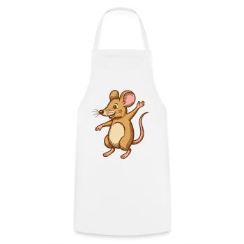 Cute mouse dancing jumps happy funny happy - Cooking Apron - white - Front - AI Model Male 185 dark (185cm)