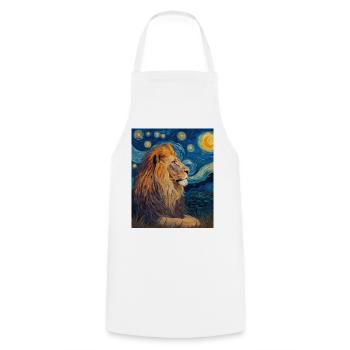 Lion Van Gogh - Cooking Apron - white - Front - AI Model Male 185 dark (185cm)