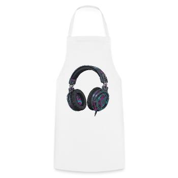 Retro Headphones Techno DJ 90s Music Style - Cooking Apron - white - Front - AI Model Male 185 dark (185cm)