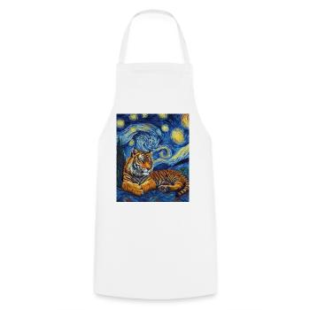 Tiger Van Gogh - Cooking Apron - white - Front - AI Model Male 185 dark (185cm)