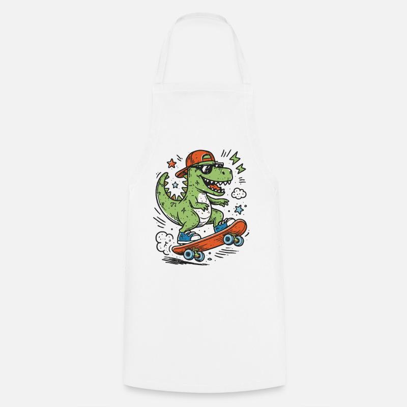Crocodile on skateboard wearing cap - Cooking Apron - white